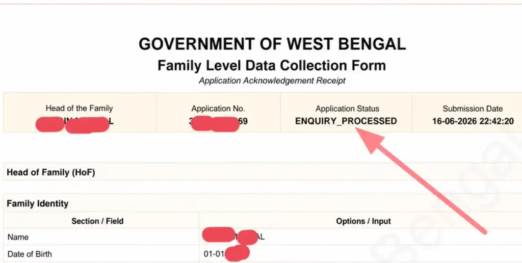 social registry wb gov in Status